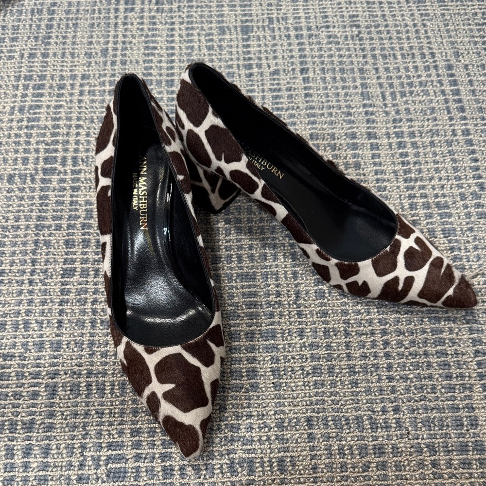 ANN MASHBURN Giraffe Heels in Brown and Cream